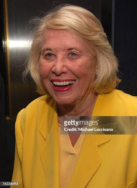 Journalist Liz Smith attends the New York premiere of "The Hunting Party" at the Paris Theater August 22, 2007 in New York City.