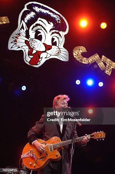 Brian Setzer and the Stray Cats perform as part of "Jacks First Show" at Arco Arena on August 21, 2007 in Sacramento, California.