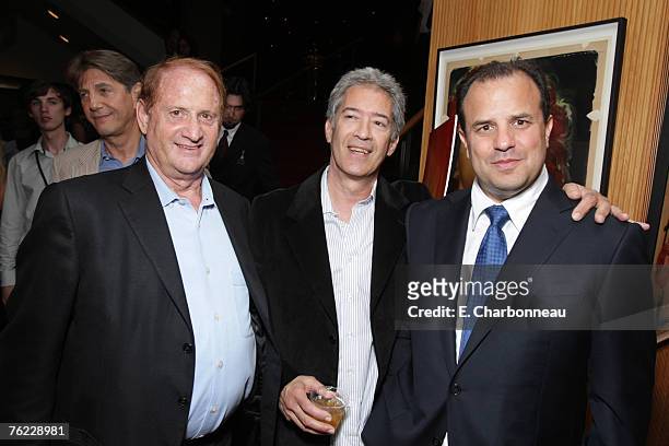 Producer Mike Medavoy, Screenwriter Michael Bortman and Director Rod Lurie at the Los Angeles Premiere Party of "Resurrecting the Champ" at the...