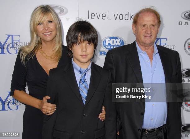 Irena Medavoy, son Nicholas Medavoy and producer Mike Medavoy arrive at the Los Angeles Premiere of "Resurrecting the Champ" at the Academy of Motion...