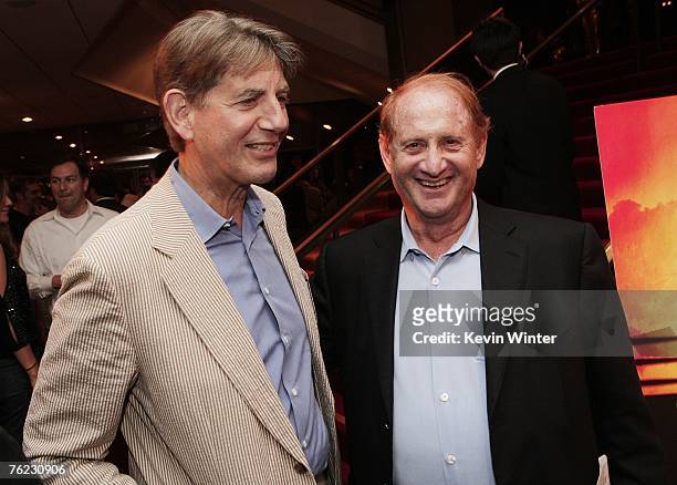 Actor Peter Coyote and producer Mike Medavoy pose at the afterparty for the premiere of Yari Film's "Resurrecting the Champ" at the Academy Theater...