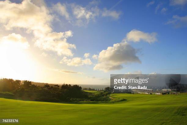 Course scenic of the 18th hole during third round of the Mercedes-Benz Championship held on the Plantation Course at Kapalua in Kapalua, Maui,...