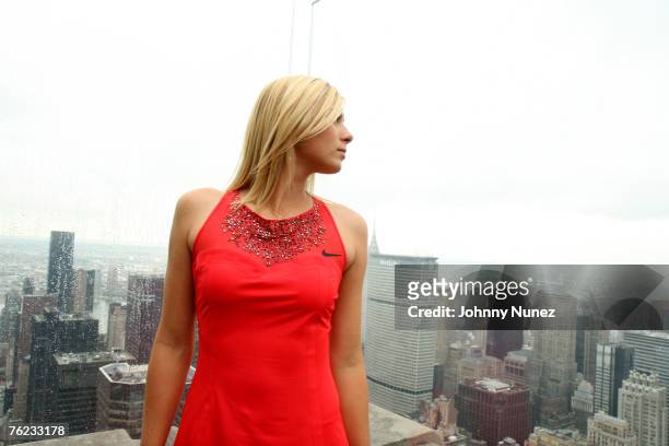 **Exclusive** Maria Sharapova poses on top of the Rockefeller Center after the press conference for "Maria Sharapova and Nike Unveil New Performance...