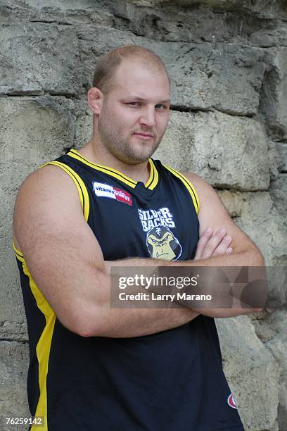 In preparation for his upcoming match IFL Champion Ben Rothwell poses at the Seminole Hard Rock Hotel and Casino on August 23, 2007 in Hollywood,...