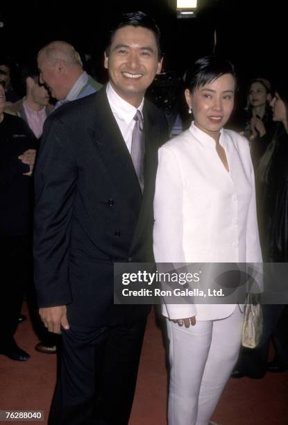 Actor Chow Yun Fat and wife Jasmine Chow attend the Hollywood Premiere of "The Replacement Killers" on February 4, 1998 at Mann's Chinese Theatre in...