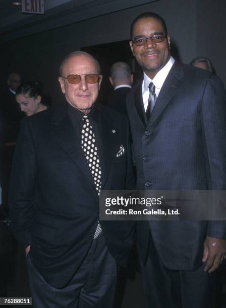 Music mogul Clive Davis and Hip Hop Personality Ed Lover attending "Hanging With The Heavies Eqsuire Magazine Party" on May 15, 2002 at W. Hotel in...