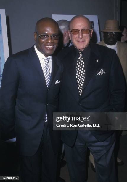 Music moguls Clive Davis, L.A. Reid attending "Hanging With The Heavies Eqsuire Magazine Party" on May 15, 2002 at W. Hotel in New York City, New...