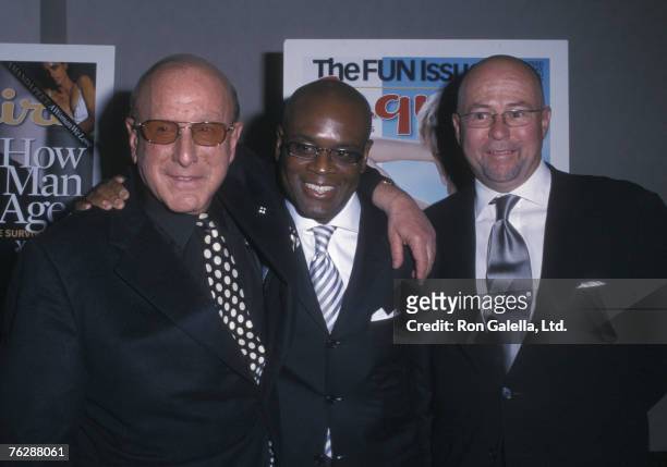 Music moguls Clive Davis, L.A. Reid and David Granger attending "Hanging With The Heavies Eqsuire Magazine Party" on May 15, 2002 at W. Hotel in New...