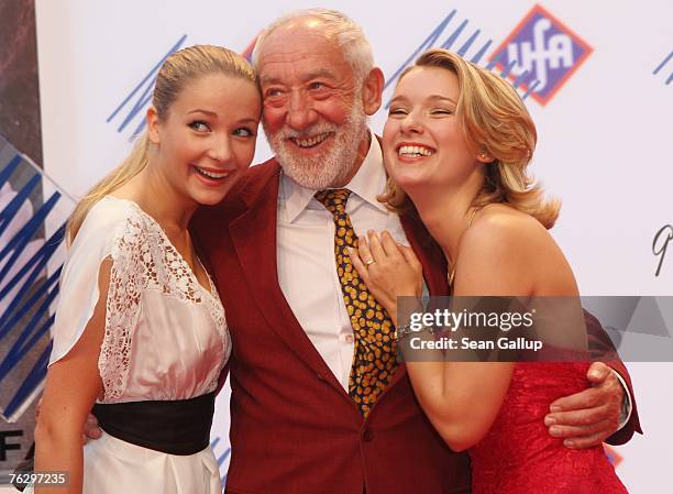 Actresses Sarah Ulrich and Olivia Klemke and actor Dieter Hallervorden attend the UFA 90th Birthday Gala at the Bertelsmann representation August 23,...