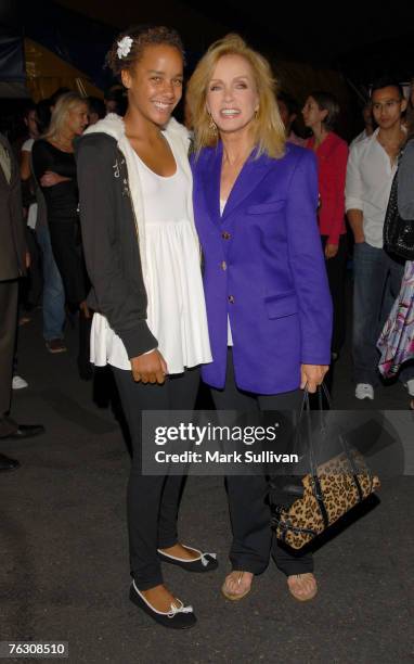 Actress Donna Mills, right and daughter Chloe arrive at opening night of Cirque du Soleil - Corteo held in Inglewood, California on August 23, 2007.
