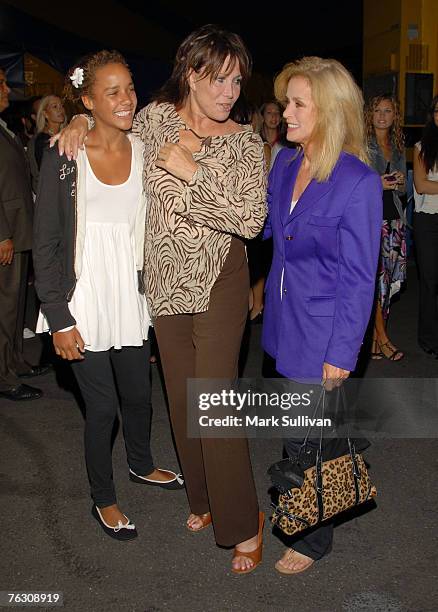 Actress Donna Mills, right and daughter Chloe with actress Michele Lee, center arrive at opening night of Cirque du Soleil - Corteo held in...