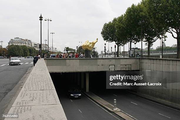 The entrance of the Pont de l'Alma road tunnel on August 22 in Paris where Diana, Princess of Wales, died after a high-speed car accident in Paris,...