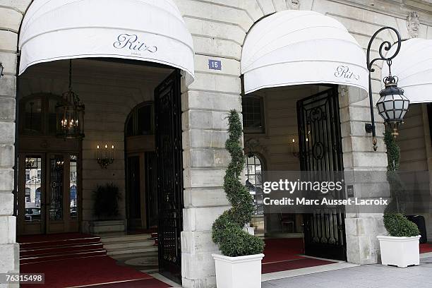 The main entrance of the Ritz Hotel in Paris on August 22 where Diana, Princess of Wales, spent her last few hours with Dodi Al Fayed before their...