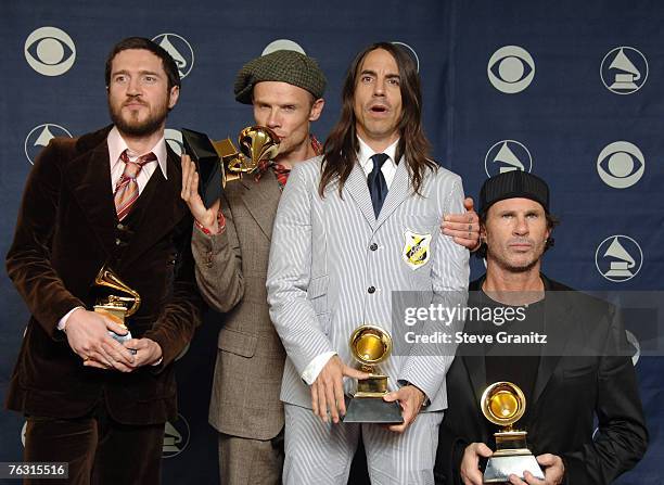 John Frusciante, Flea, Anthony Kiedis and Chad Smith of the Red Hot Chili Peppers, winners Best Rock Album, Best Rock Song for "Dani California", and...