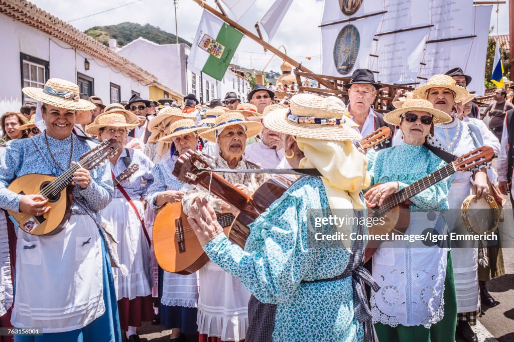 Many People Playing Instruments Crowd Of People Playing Musical Instruments In Band At Harvest Festival ...