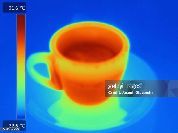 thermal image of cup of tea - 熱映像 ストックフォトと画像