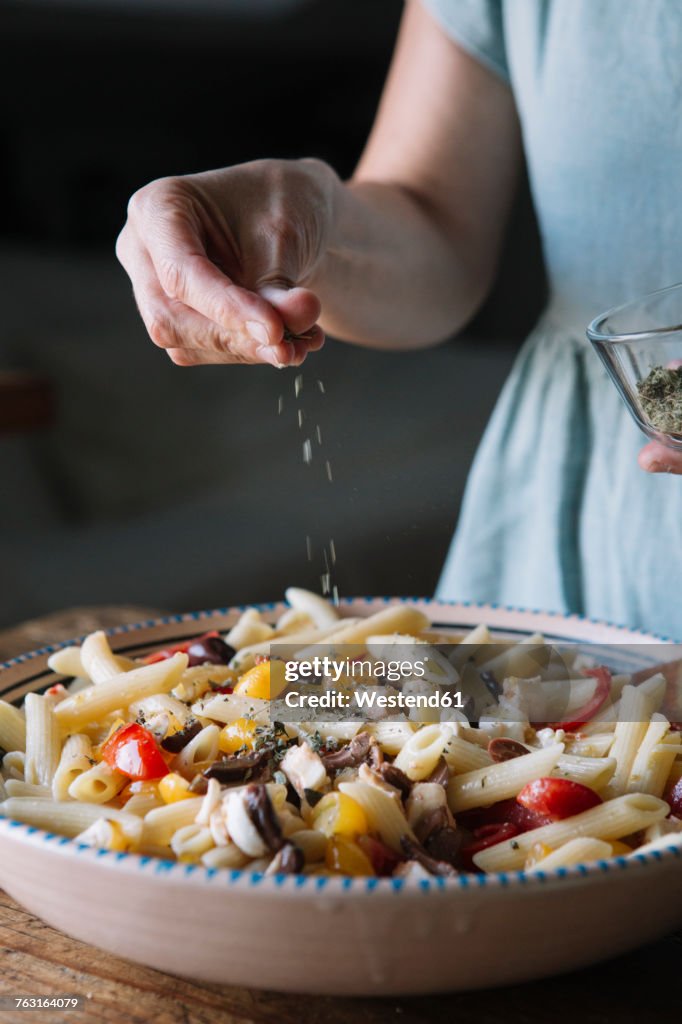 Close-up of woman making Italian pasta