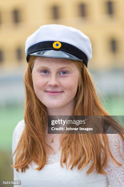 teenage girl wearing graduation cap - graduation sweden stock pictures, royalty-free photos & images