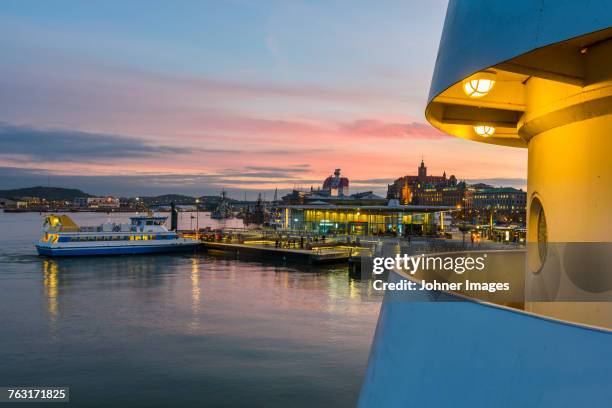 ferry in harbor - göteborg stock pictures, royalty-free photos & images