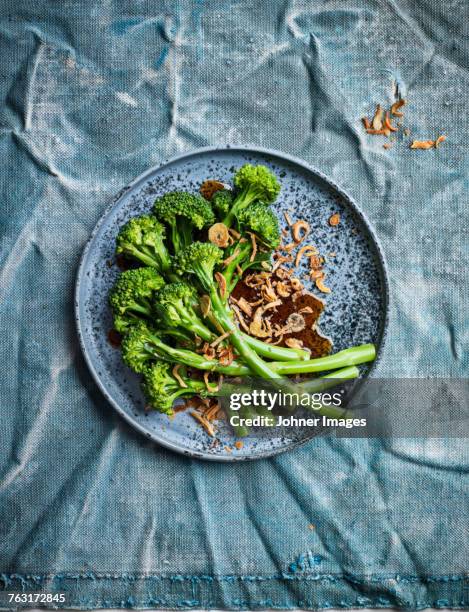 broccoli on plate - broccoli stock pictures, royalty-free photos & images