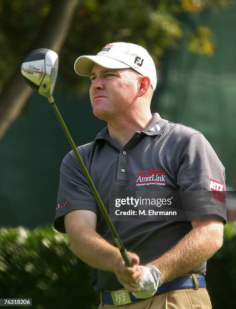 Troy Matteson swings on the tenth hole during the second round of The Barclays, the inaugural event of the new PGA TOUR Playoffs for the FedExCup at...