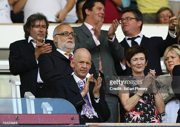 Eggert Magnusson, West Ham chairman looks on before the Barclays Premier League match between West Ham United and Wigan Athletic at Upton Park on...