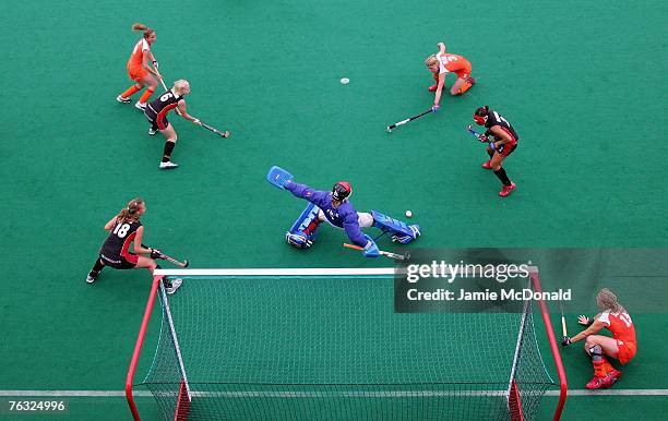 Yvonne Frank of Germany makes a save during the women's Final match between Netherlands and Germany on day eight of the EuroHockey Nations...