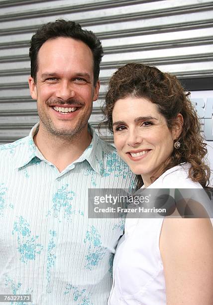 Actor Diedrich Bader and wife Dulcy Rogers attend the premiere of Rogue Pictures' "Balls of Fury" held at the Egyptian Theatre August 25, 2007 in...