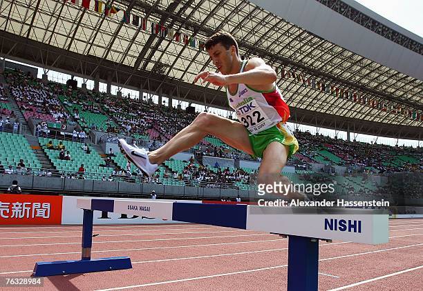 Youcef Abdi of Australia competes during the Men's 3000m Steeplechase heats on day two of the 11th IAAF World Athletics Championships on August 26,...