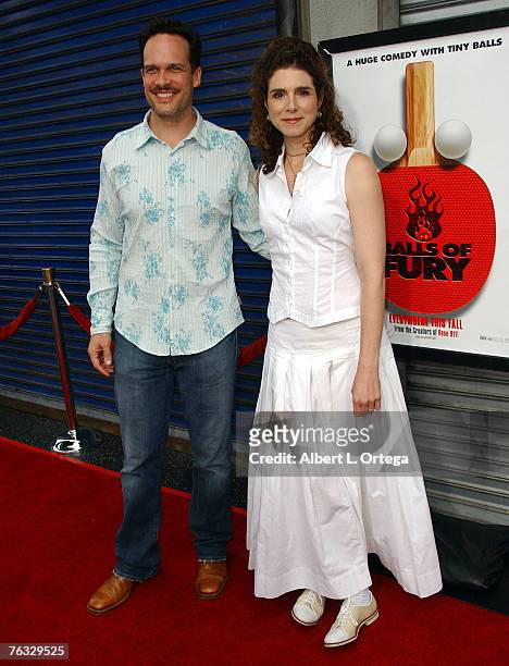 Actor Deidrich Bader and wife Dulcy Rogers attend the Los Angeles premiere of Rogue Pictures' "Balls Of Fury" at The Egyptian Theater on August 25,...