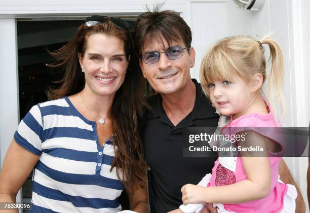 Actress Brooke Shields and Actor Charlie Sheen with daughter Sam Sheen attend the French Connection's "Kids connection to benefit The Art Of Elysium"...