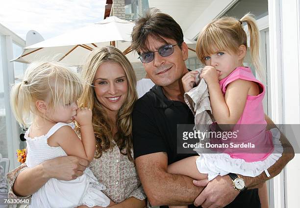 Lola Sheen, Actress Brooke Mueller, Actor Charlie Sheen and daughter Sam Sheen attend the French Connection's "Kids connection to benefit The Art Of...