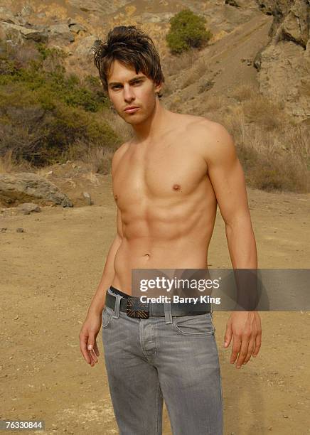 Janice Dickinson Modeling Agency Model Brian Kehoe pose at photo shoot in Griffith Park on August 25, 2007 in Los Angeles, California.