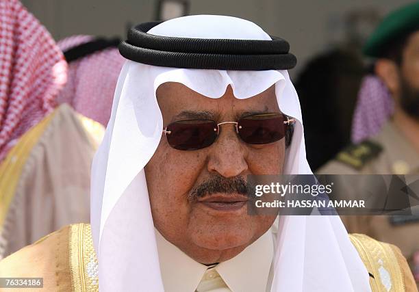 Saudi Interior Minister Prince Nayef bin Abdul Aziz al-Saud waits to welcome Arab leaders one day before the start of the Arab Summit in Riyadh 27...