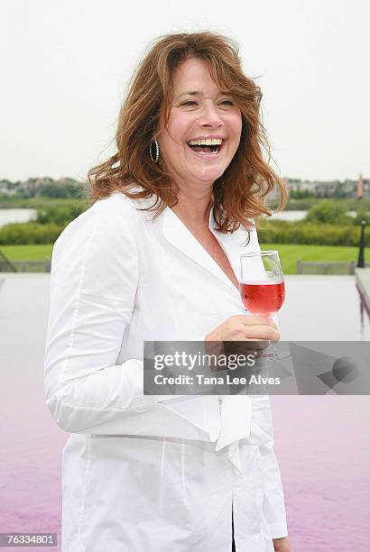 Actress Lorraine Bracco visits a Bracco Wine Tasting at the Andrew Borrok Estate August 26, 2007 in Water Mill, New York.