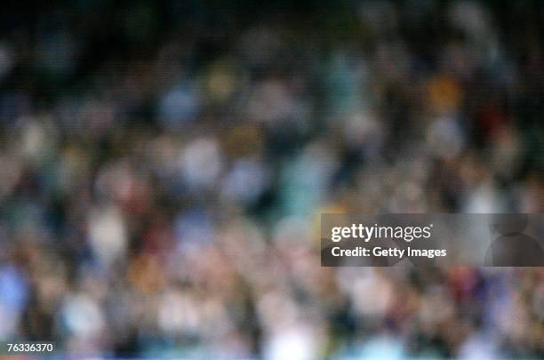 Blurred view of Sydney FC fans during the round one Hyundai A-League match between Sydney FC and Central Coast Mariners at the Sydney Football...