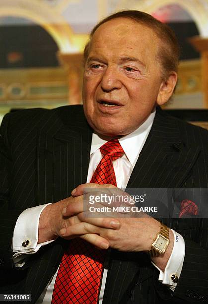 Lifestyle-Macau-gaming,INTERVIEW BY GUY NEWEY Sheldon Adelson, chief executive of the Las Vegas Sands, speaks to AFP at the Venetian Resort in Macau,...