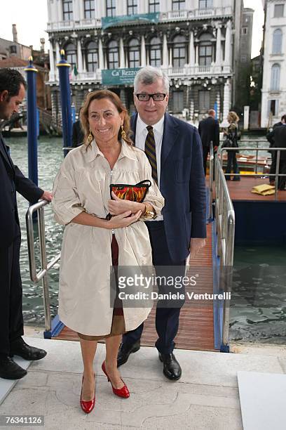 Venezia a Palazzo Grassi Francois Pinault innaugura la Mostra " Where Are We Going" Miuccia Prada con il marito Patrizio Bertelli