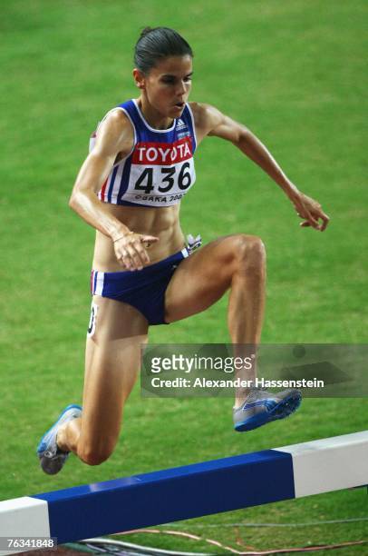 Sophie Duarte of France competes during the Women's 3,000m Steeplechase Final on day three of the 11th IAAF World Athletics Championships on August...