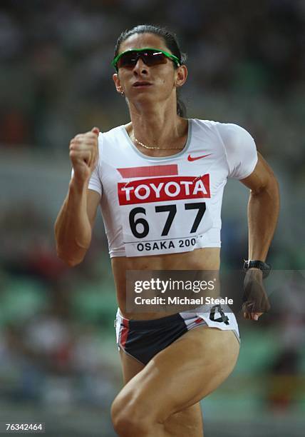 Ana Guevara of Mexico competes during the Women's 400m Semi Finals on day three of the 11th IAAF World Athletics Championships on August 27, 2007 at...