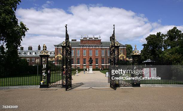 General view of Kensington Palace where floral tributes have been left in memory of Princess Diana on August 27, 2007 in London, England. Friday...