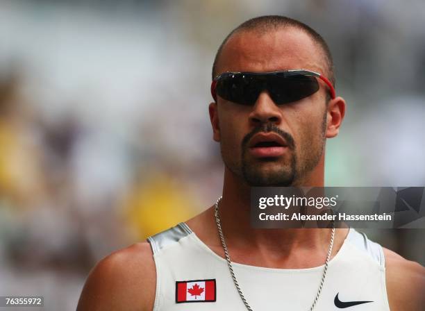 Tyler Christopher of Canada competes during the Men's 400m Heats on day four of the 11th IAAF World Athletics Championships on August 28, 2007 at the...