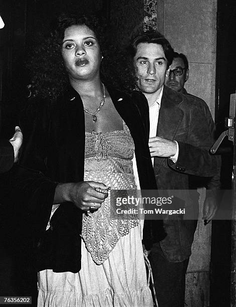Diahnne Abbott and Actor Robert De Niro and sighted at the Sherry Netherland Hotel in 1975 in New York City, New York.