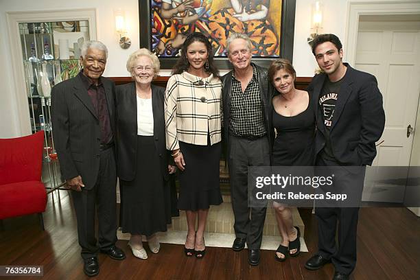 Earl Cameron, Barbara Cameron, Catherine Zeta-Jones, Michael Douglas, Carrie Fisher and Ben Newmark