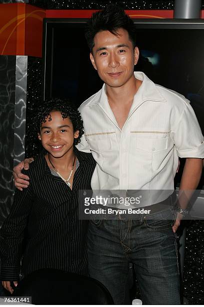 Actors Noah Gray-Cabey and James Kyson Lee attend the NBC Universal celabration for the DVD realease of "Heroes: Season 1" at the NBC Experience...