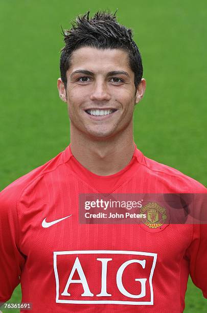 Cristiano Ronaldo of Manchester United poses during the club's official annual photocall at Old Trafford on August 28 2007 in Manchester, England.