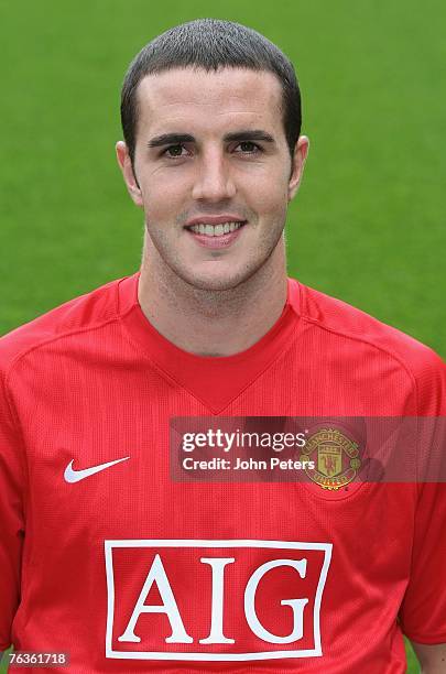 John O'Shea of Manchester United poses during the club's official annual photocall at Old Trafford on August 28 2007 in Manchester, England.