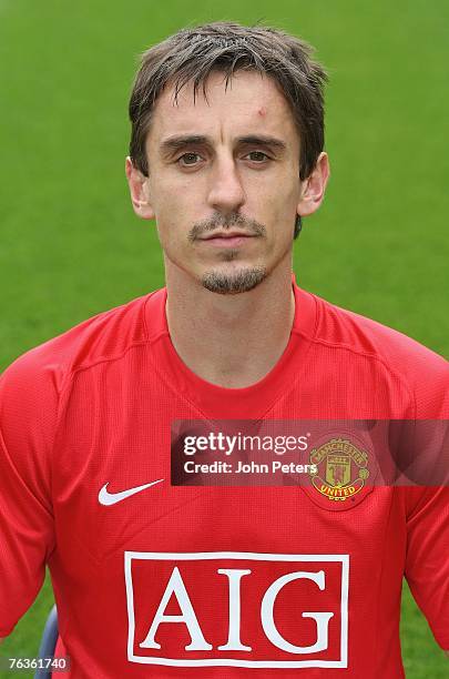 Gary Neville of Manchester United poses during the club's official annual photocall at Old Trafford on August 28 2007 in Manchester, England.