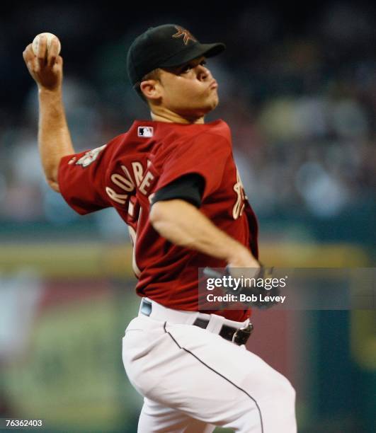 Wandy Rodriguez of the Houston Astros pitches in the third inning of the MLB game against the Pittsburgh Pirates on August 26, 2007 at Minute Maid...