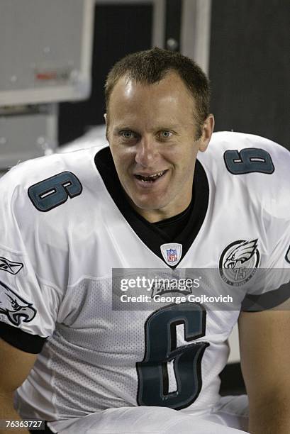 Punter Sav Rocca of the Philadelphia Eagles on the sideline during a preseason game against the Pittsburgh Steelers at Heinz Field on August 26, 2007...